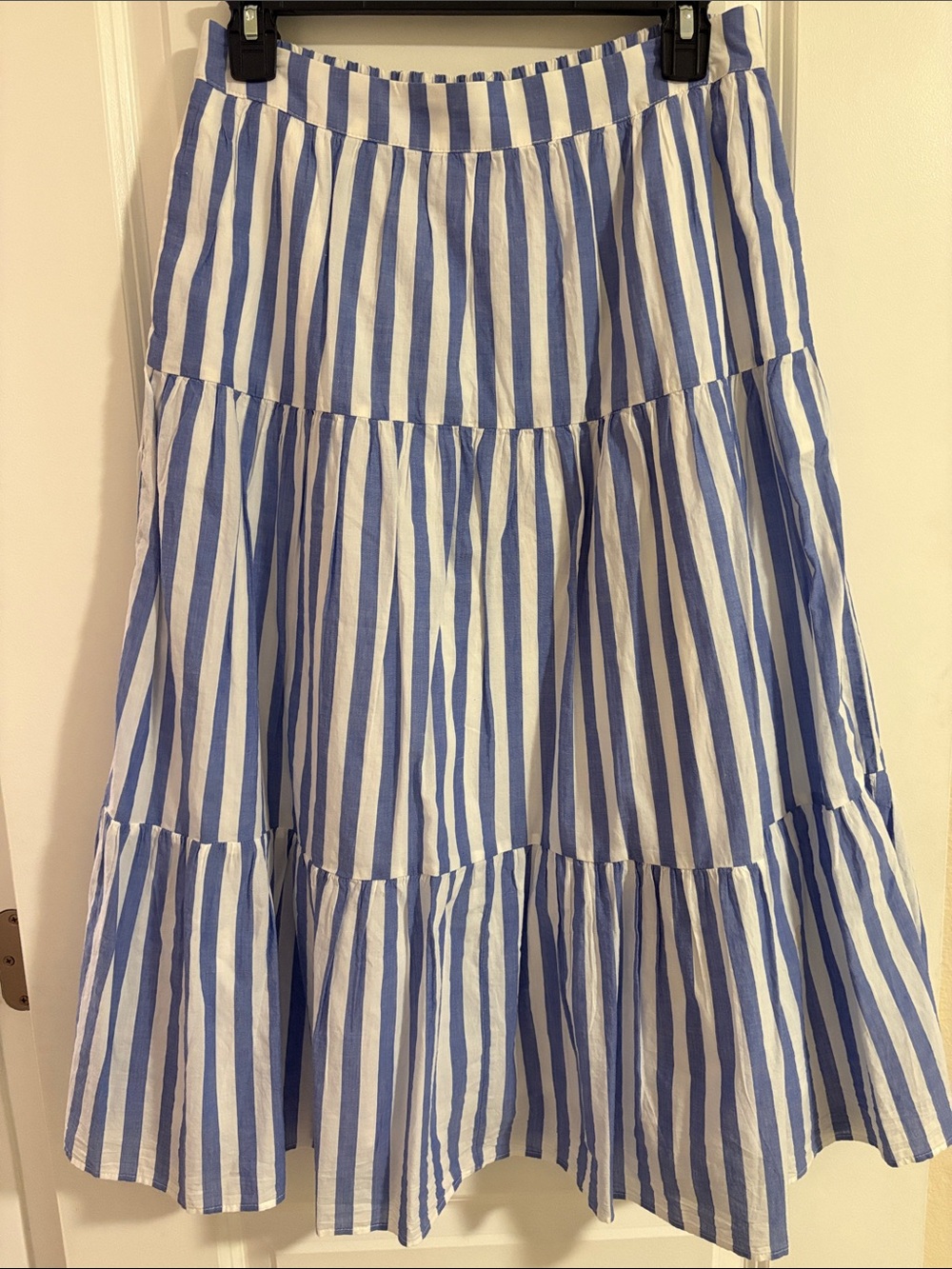 J Crew Blue & White Striped Cotton Maxi Skirt - Size Small